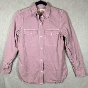 Madewell‎ Garment-Dyed Twill Shirt-Jacket Women’s Sz XS Provence Grape Oversized